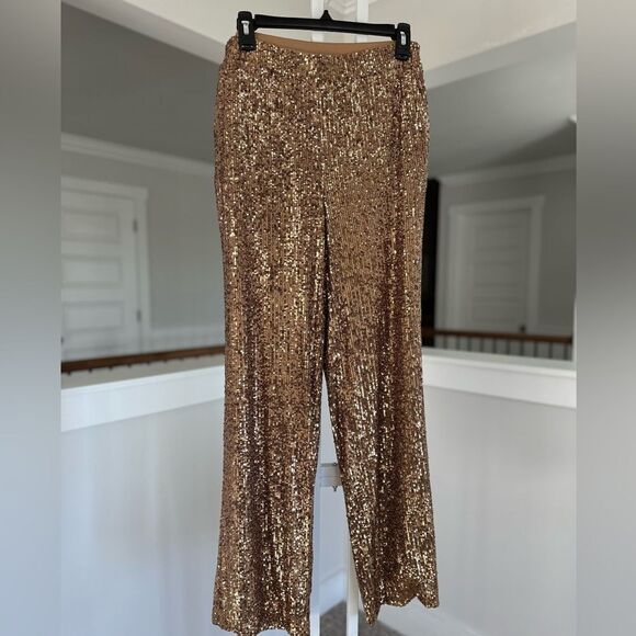 Cable and Gauge gold sequin glitter pants with pockets - Picture 3 of 6
